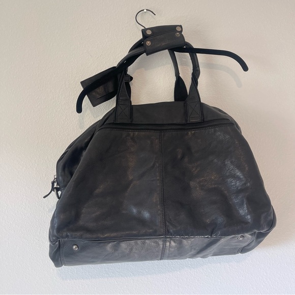 Rustic Town Black Leather Duffel Bag Casanova Travel - Picture 8 of 13